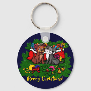 Llavero Kitty and Puppy , Happy XMas