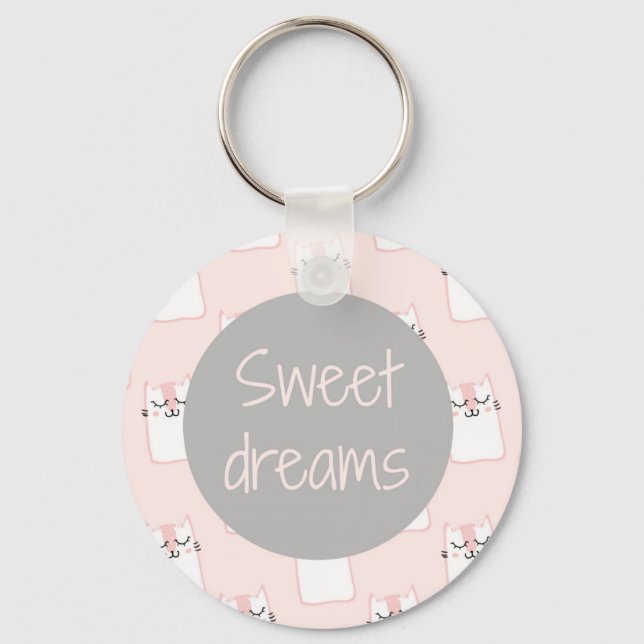 Llavero Kitty marshmallow esponjoso en rosa | Sueños dulce (Anverso)