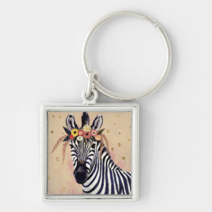 Llavero Klimt Zebra   Adornadas En Flores