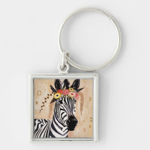 Llavero Klimt Zebra   Corona De Flores