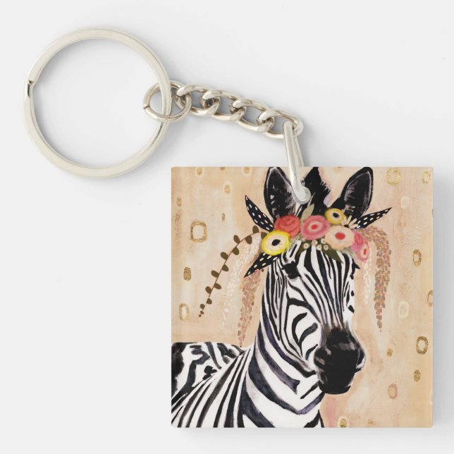 Llavero Klimt Zebra | Corona De Flores (Frente)