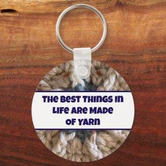 Llavero Knit Beige Blue Yarn Photo Crafter