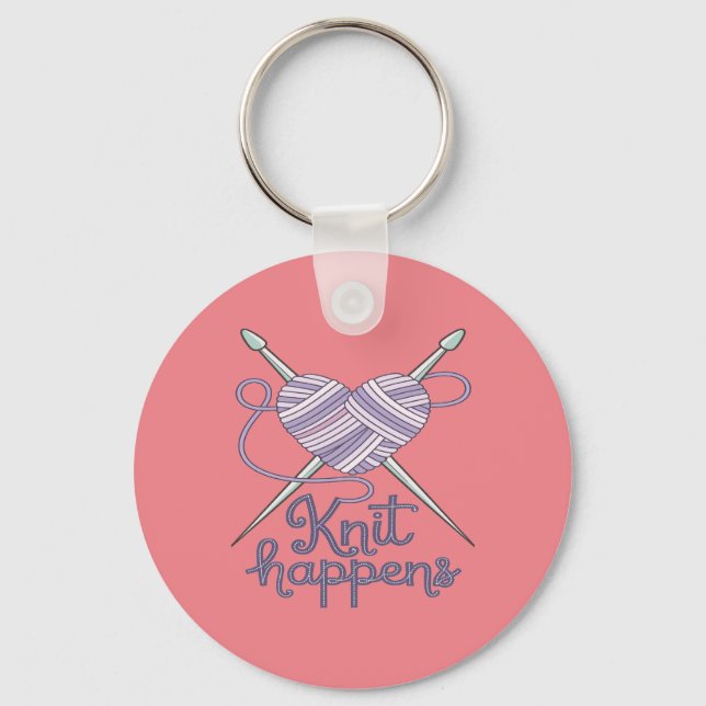 Llavero Knit Happens Funny Knitting Yarn Lover Design (Anverso)