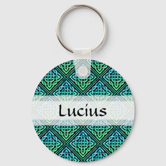 Llavero Knot celta personalizado - Keychain verde azul (Anverso)