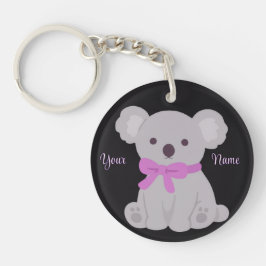 Llavero Koala con Lazo Morado Lindo Kawaii Personalizado N