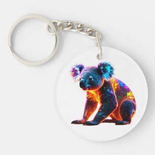 Llavero Koala de neón brillante: arte de vida silvestre fa