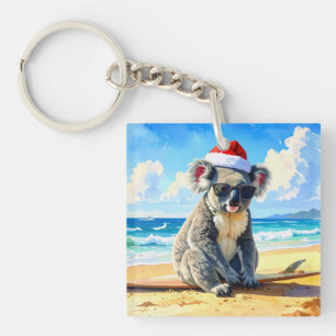 Llavero Koala de Sol y Oleaje con Sombrero de Santa