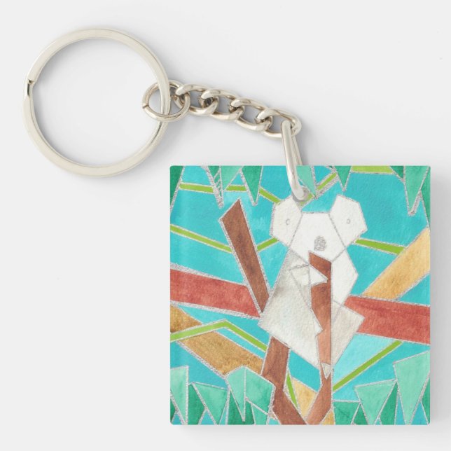 Llavero Koala en árbol Arte abstracto original (Frente)