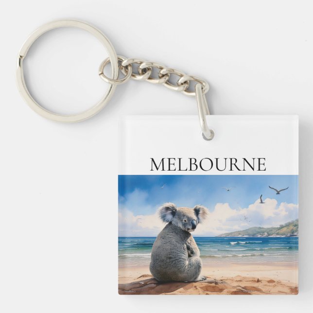 Llavero Koala mirando el océano Australia (Frente)