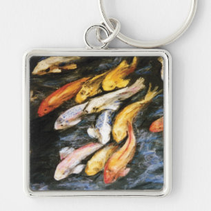 Llavero Koi Fish Art Painting Pendant Keychain