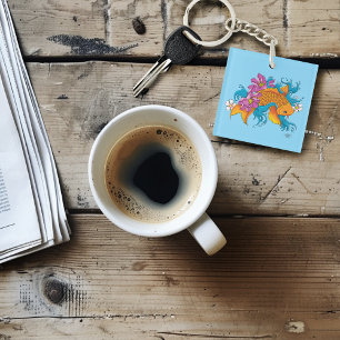 Llavero Koi Fish Lotus Cherry Blossoms