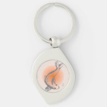 Koi Fish Swirl Keychain Metalizado