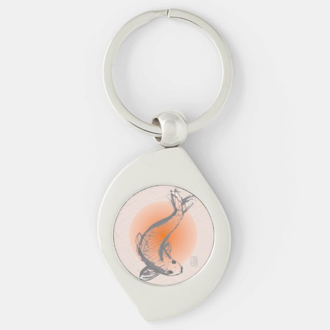 Llavero Koi Fish Swirl Keychain Metalizado (Anverso)