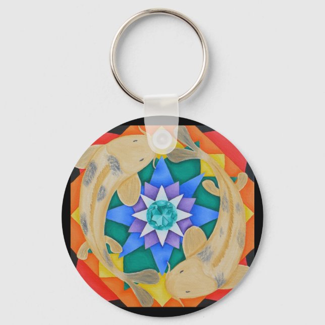 Llavero Koi Fish y Lotus Keychain (Anverso)