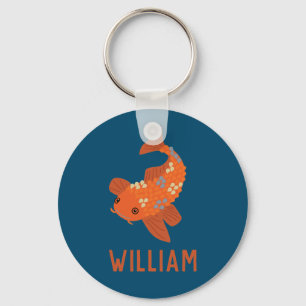 Llavero Koi Goldfish azul y Naranja personalizado