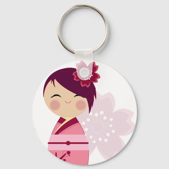 Llavero Kokeshi Sakura Close Keychain (Anverso)