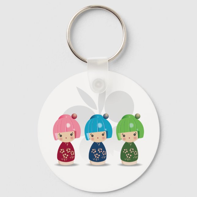Llavero Kokeshi Triplets Keychain (Anverso)