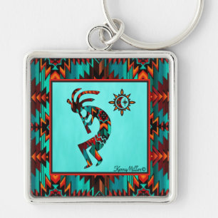 Llavero Kokopelli del Suroeste Jugando Keychain de la Flau