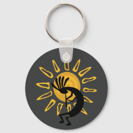 Llavero Kokopelli Gold Sun Southwest Key Chain