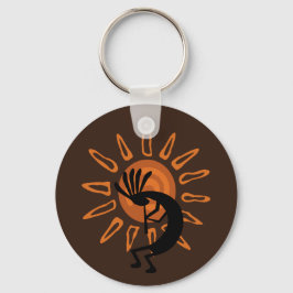 Llavero Kokopelli Sun Southwest Rustic Brown Keychain