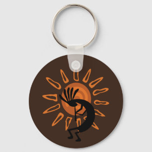 Llavero Kokopelli Sun Southwest Rustic Brown Keychain