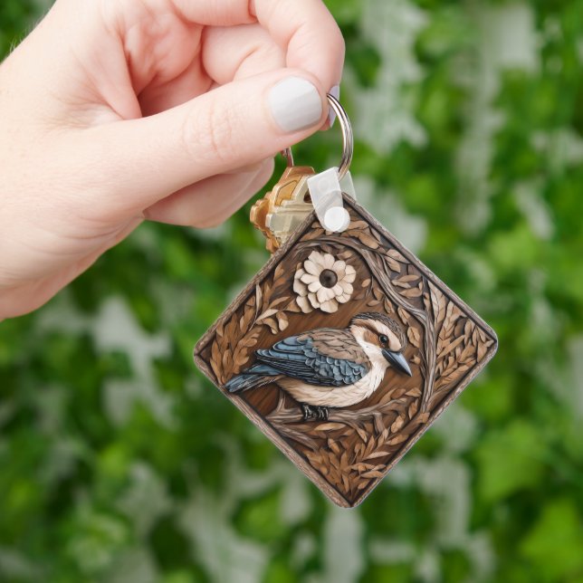 Llavero Kookaburra Serenade: Un tributo a la madera (Mano)