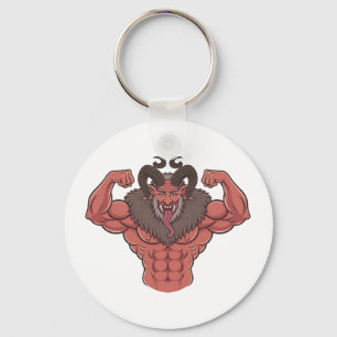 Llavero Krampus espeluznante de Navidad Flexionando múscul
