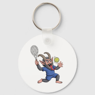 Llavero Krampus espeluznante jugando tenis Navidad 