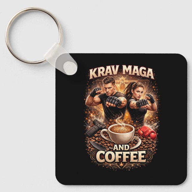 Llavero Krav Maga y Café (Anverso)