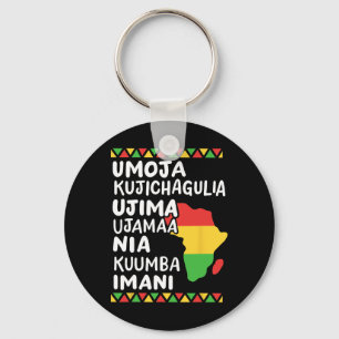 Llavero Kwanzaa Siete principios Mapa africano Orgullo neg