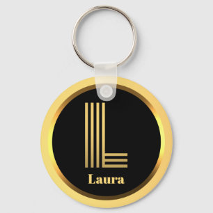 Llavero L Letra oro monogramada cadena clave personalizada