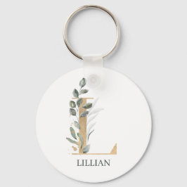 Llavero L Monograma Cadena de claves personalizada floral