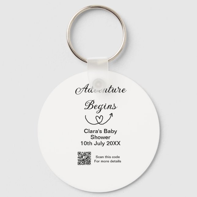 Llavero La aventura comienza con la ducha de bebé barrido  (Anverso)