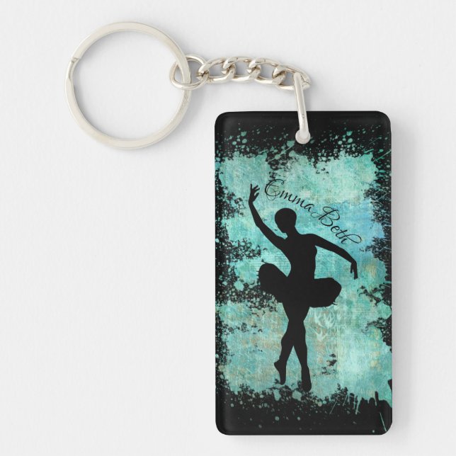 Llavero La bailarina de ballet Ballerina Silhouette en azu (Frente)