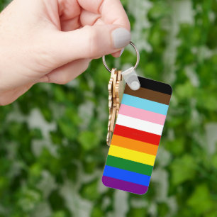 Llavero La bandera del orgullo de once franjas de Slippery