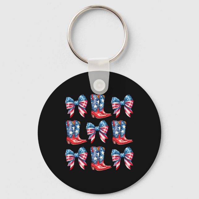Llavero La Bandera Estadounidense Boots Y Bocas De Vaquera (Anverso)