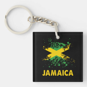 Llavero La bandera jamaiquina de las acuarelas retro de Ja