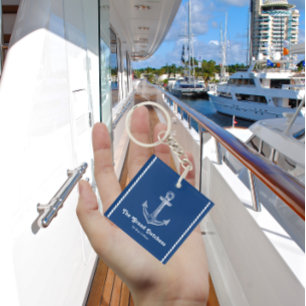 Llavero La bienvenida náutica azul de la Marina sobre el b