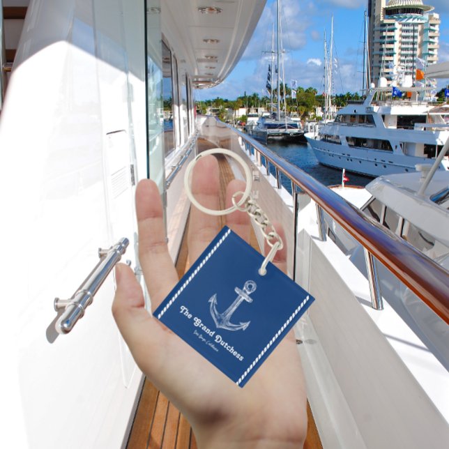 Llavero La bienvenida náutica azul de la Marina sobre el b (Subido por el creador)