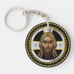 Llavero La Cara Del Icono Negro Ortodoxo De Cristo