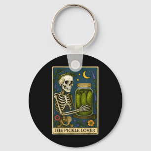 Llavero La carta de tarot del amante del pepino esqueleto