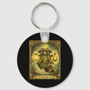 Llavero La carta del mago Tarot Tanuki Yokai Mapache