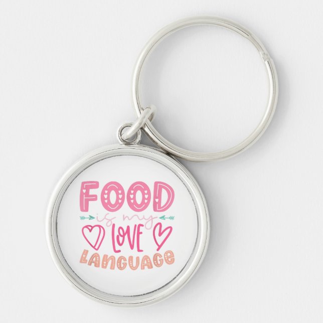 Llavero La comida es mi lenguaje de amor - Comida retro Lo (Frente)