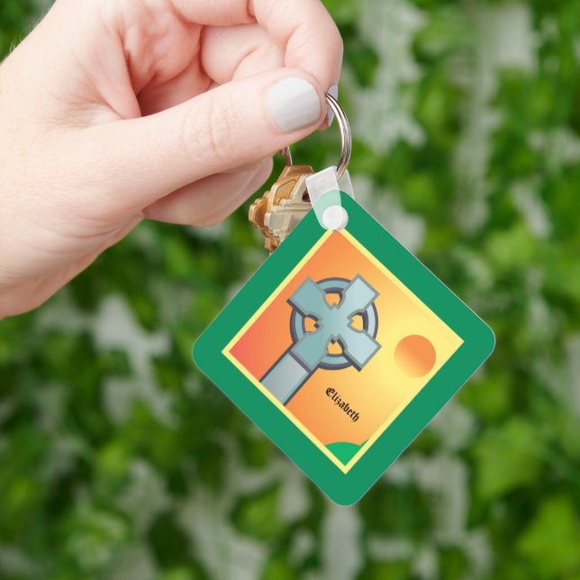 Llavero La cruza de bendiciones irlandesas personalizada (Mano)