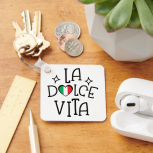 Llavero La Dolce Vita Corazón de Bandera Italiana Lindo
