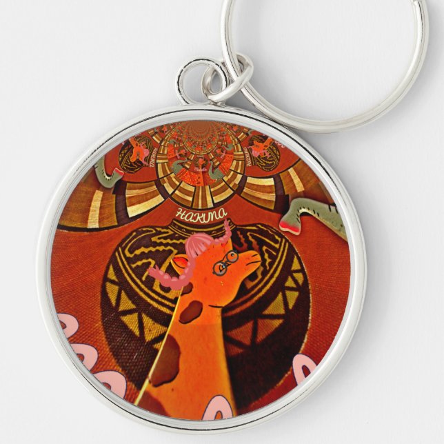 Llavero La elegante y divertida jirafa de estilo africano (Frente)