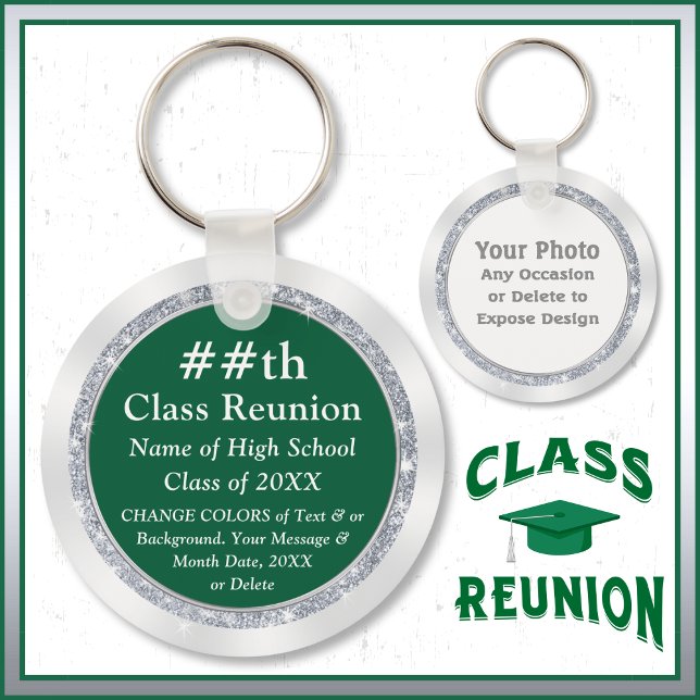 Llavero La Escuela Secundaria Favorece Las Ideas. Verde, b (Green and White, 35th class reunion ideas, class reunion favors cheap. Cheap reunion favors.)