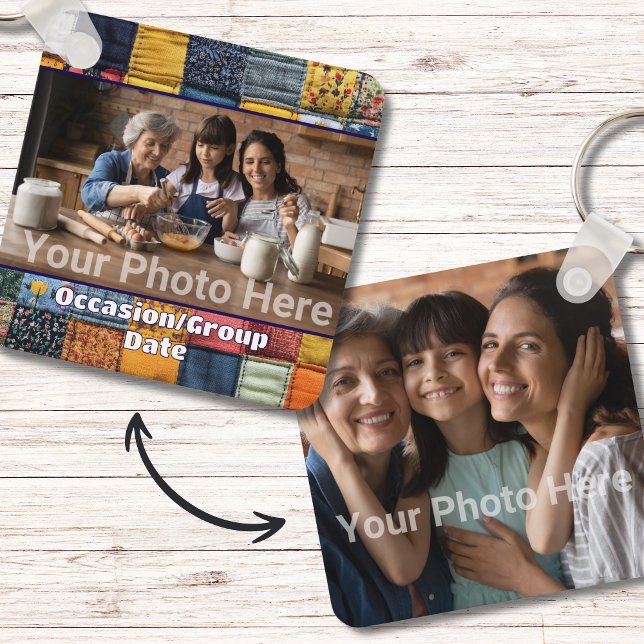 Llavero La familia cotidiana se da en pequeños momentos (Custom photo and text keychain for mother, grandmother, or another strong female figure in your life)