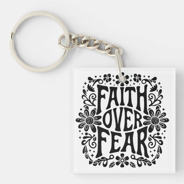 Llavero La fe sobre el miedo groovy cristiano (Frente)