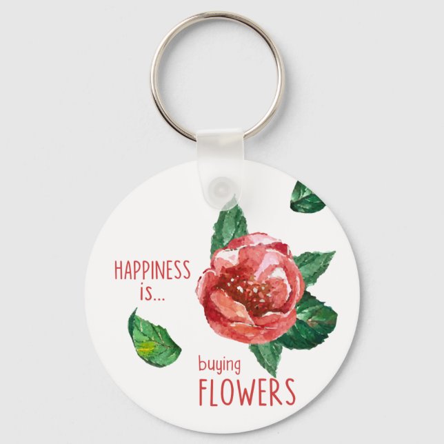 Llavero La felicidad es comprar flores (Anverso)
